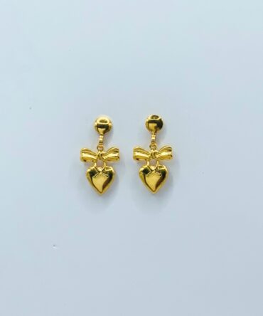 Heart With Bow Drop Gold | Stainless Steel | 18K Gold Plated